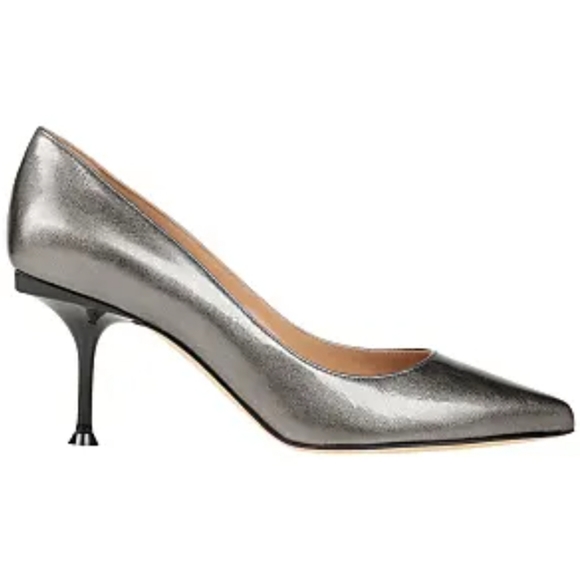 Sergio Rossi Shoes - New Sergio Rossi Glacee Anthracite Metallic Leather Pumps Size 9.5 (US) 39.5 (EU